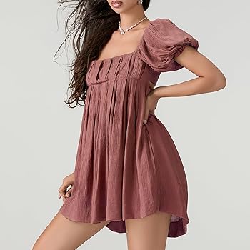 MBZJSDKHLK Women's Y2k Puff Sleeve Babydoll Dress Square
