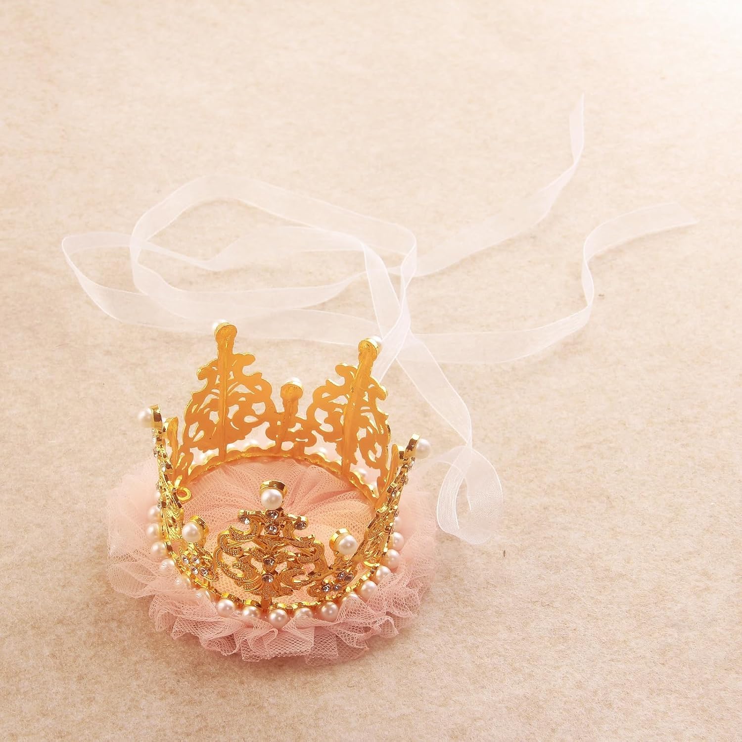 Nishine 3.1"x2.2" Baby Princess Girls Crown Tiara Headband with Alternative Band Birthday Party Favor (Gold) - Image 9