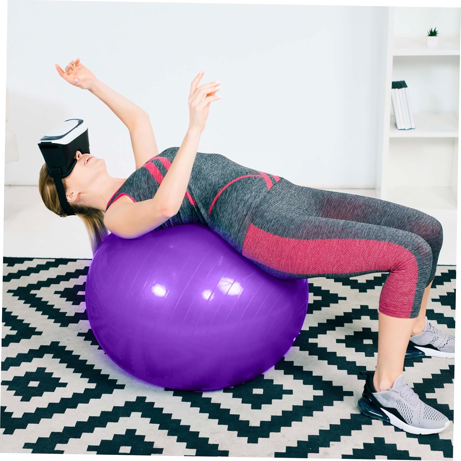 Exercise Ball Thick Workout Ball Pump Yoga Accessory Balancing Trainer Reusable Stylish Purple