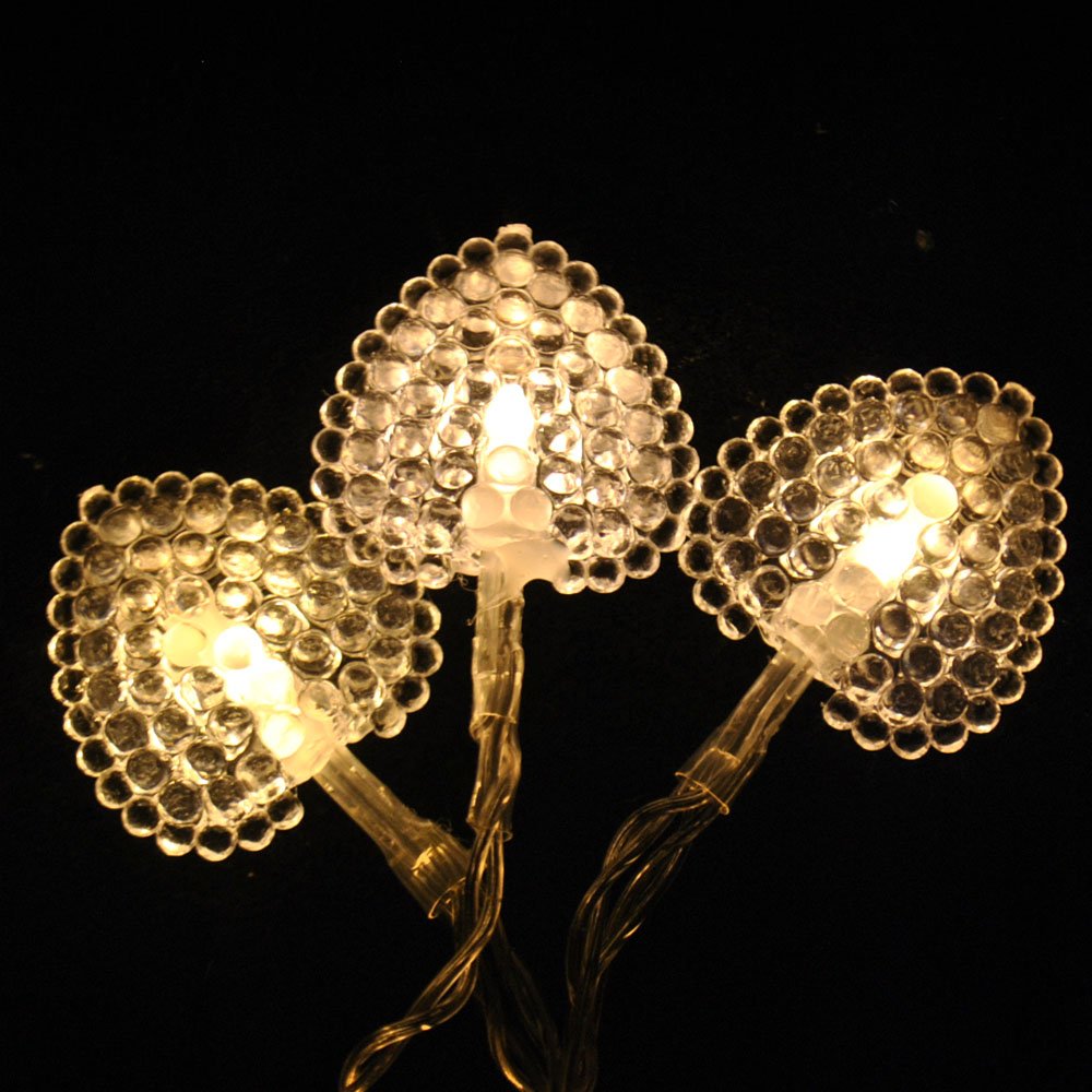 LightsGo USB Powered 20 LED 2M Hearts shape Indoor LED Fairy Lights for PC, MAC, Phone charger (Warm White)