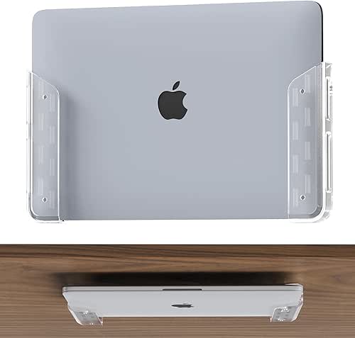ELETIUO Clear Wall & Under Desk Laptop Mount Holder–Adhesive &