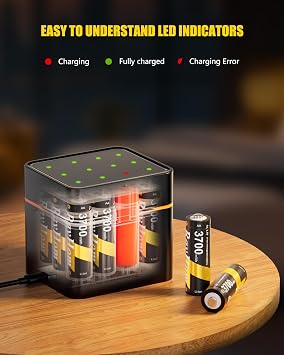12 Pack Rechargeable AA Lithium Batteries with Charger for Blink Camera
