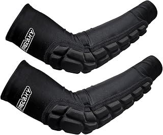 Frelaxy Padded Elbow Forearm Sleeves 2-Pack: Compression Crashproof Arm Pads for Football, Basketball, Volleyball, Soccer