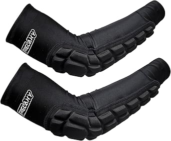 Frelaxy Padded Elbow Forearm Sleeves 2 Pack Compression Crashproof Arm Pads for Football Basketball Volleyball Soccer