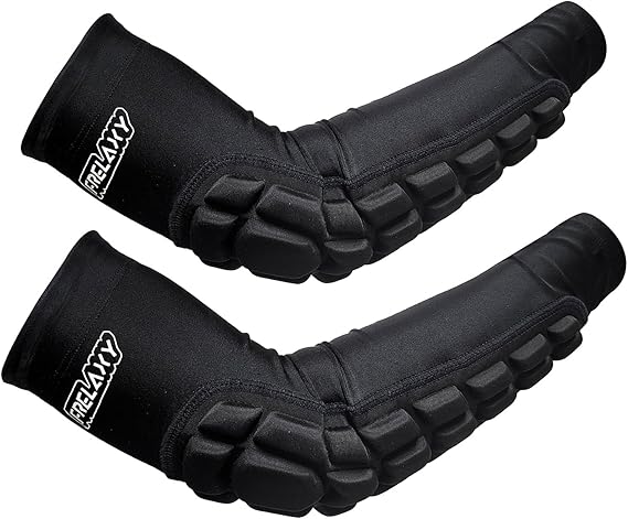 Frelaxy Padded Elbow Forearm Sleeves 2 Pack Compression Crashproof Arm Pads for Football Basketball Volleyball Soccer