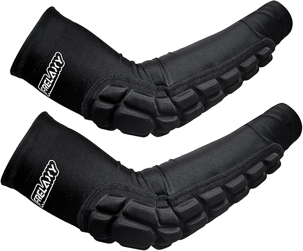 Frelaxy Padded Elbow Forearm Sleeves 2 Pack Compression Crashproof Arm Pads for Football Basketball Volleyball Soccer