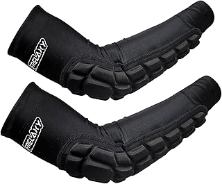 Frelaxy Padded Elbow Forearm Sleeves 2 Pack Compression Crashproof Arm Pads for Football Basketball Volleyball Soccer