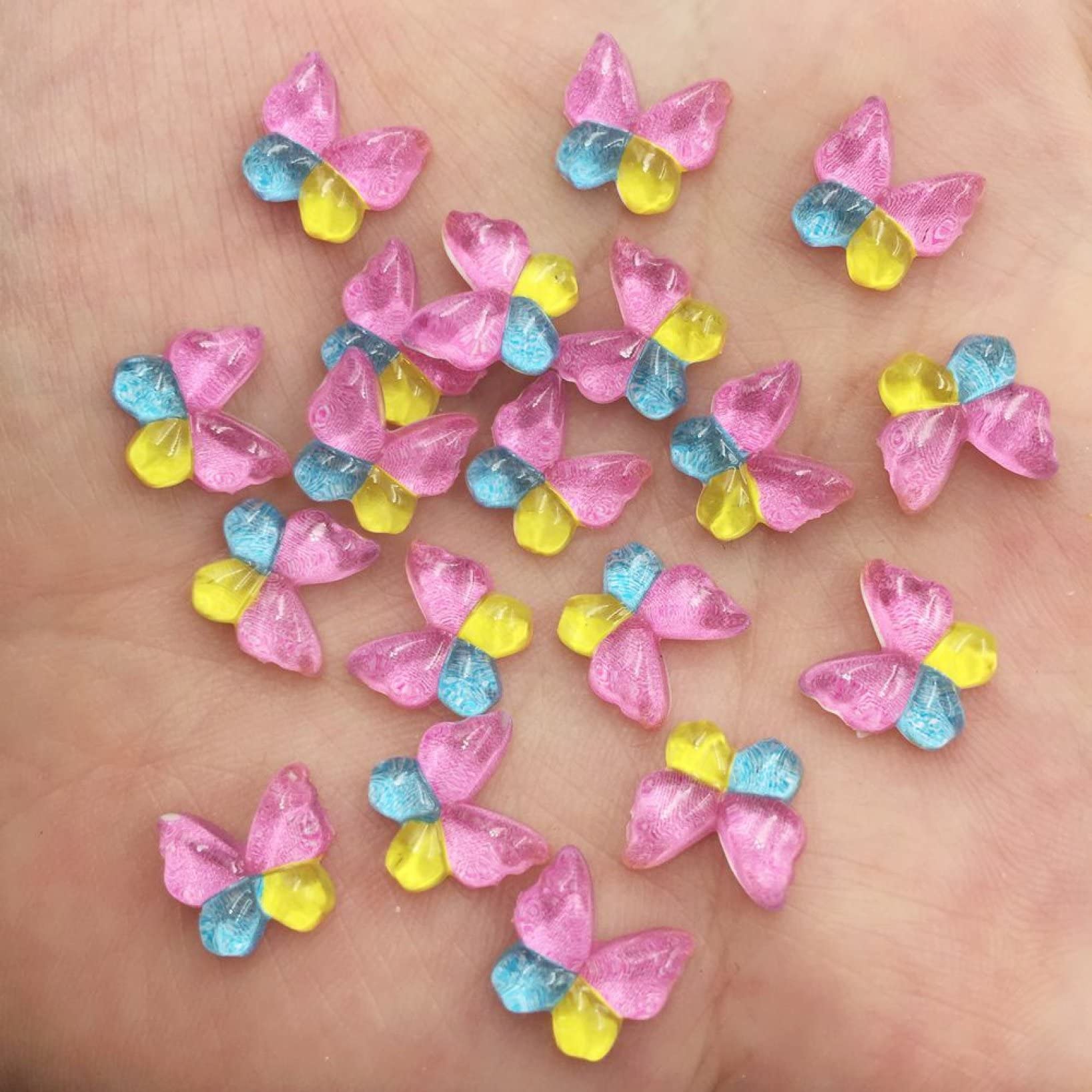 80pcs Colorful Butterflies Rhinestone Flat Back Crystal Appliques DIY Nail Clothes Wedding Scrapbook Craft(Mix Color)
