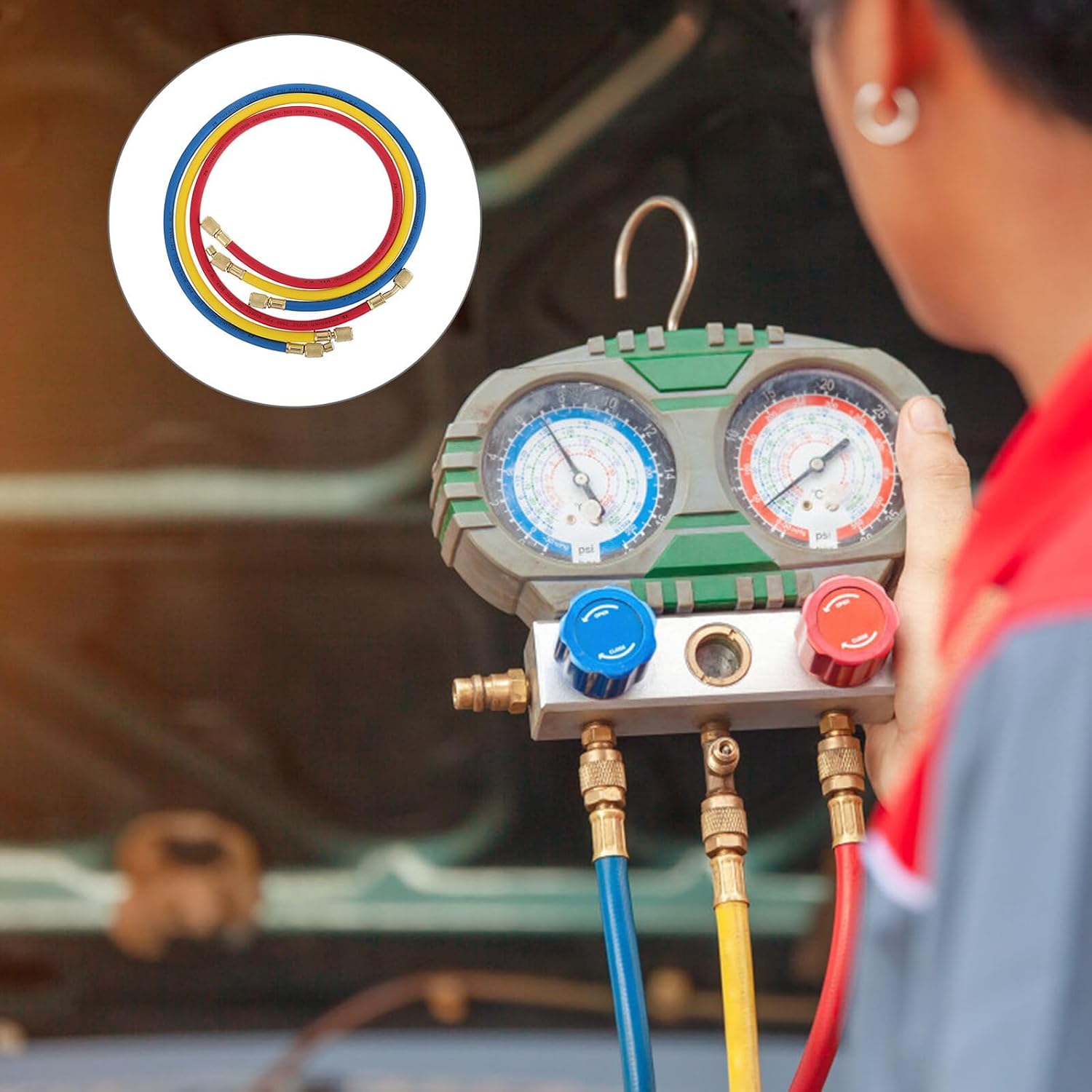 CALLARON Filling Hose 3pcs 1 Meter Car Ac Recharge Tubes with Dual Sae Connectors for Automotive System Maintenance