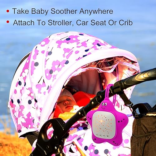 Miniatura 6 de Máquina portátil de sonido de ruido blanco para bebé, música para dormir infantil con proyector de luz estrellada, música de sonido para bebés y