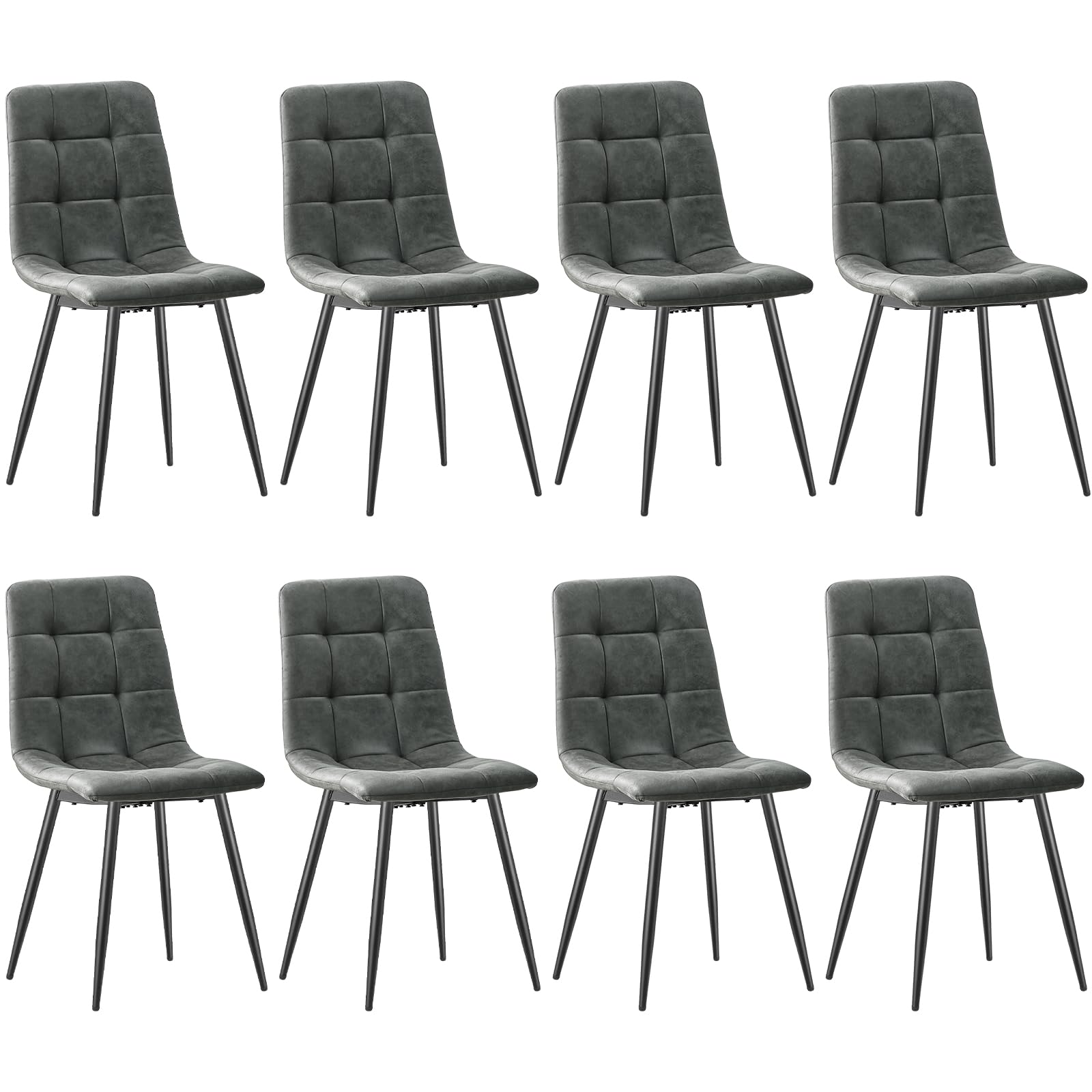 Sedie Sala da Pranzo set da 8,Panno Tecnico Sedie Cucina,Salotto Con base in Metallo,Adatto a Sale da Pranzo, Soggiorni,Cucine,Camere da Letto e Sale di Ricevimento-Grigio scuro
