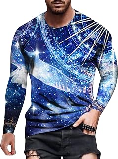 LOIJMK Crew Neck Tops Men's Long Sleeve Fashion Printed Blouses Pullover, Trendy Leisure Blouse T-Shirt Long Sleeve Jumper Without Hood Sweatshirt Men Sweatwear Men Pullover Long Sleeve Shirts Top