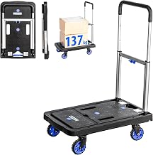 HOSTRÖM Trolley with Wheels, Folding Storage Cart, Transport, Material Transport, Telescopic Handle, Maximum Load 137 kg,
