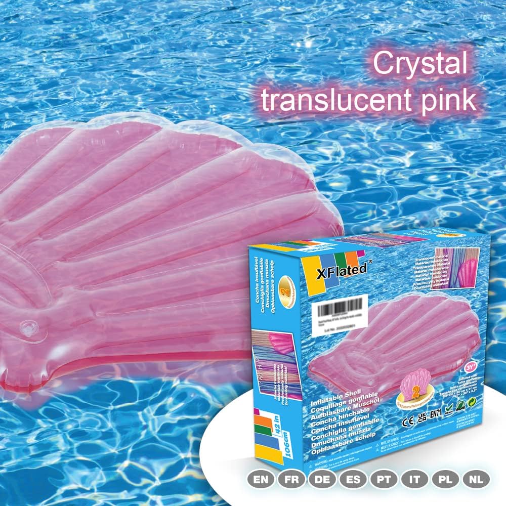 Seashell Pool Float 2 Pack, Summer Fun Inflatable Seashell Float for Kids, Pink Seashell Pool or Beach Toys of 42 Inches