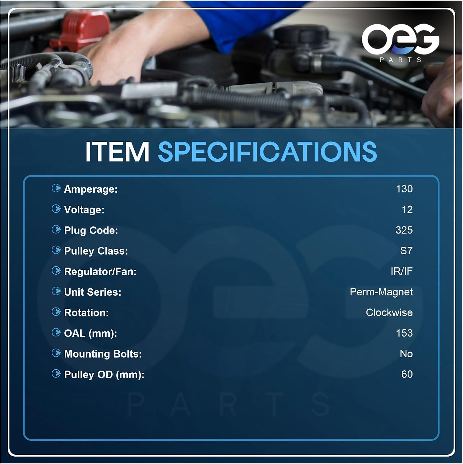 OEG Parts New 130A Alternator Compatible With Nissan Titan Armada 5.6L 2007, Pathfinder 4.0L 2005 2006 2007, Compatible With Infiniti QX56 5.6L 2007 23100-EA200 23100-EA20A LR1130703 LR1130703B