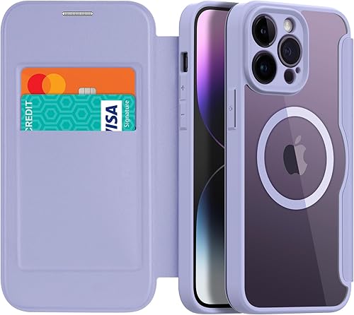 harusaki Funda para iPhone 14 Pro Max con MagSafe - Funda delgada y confiable de piel sintética para iPhone 14 Pro Max con tarjetero y funda con