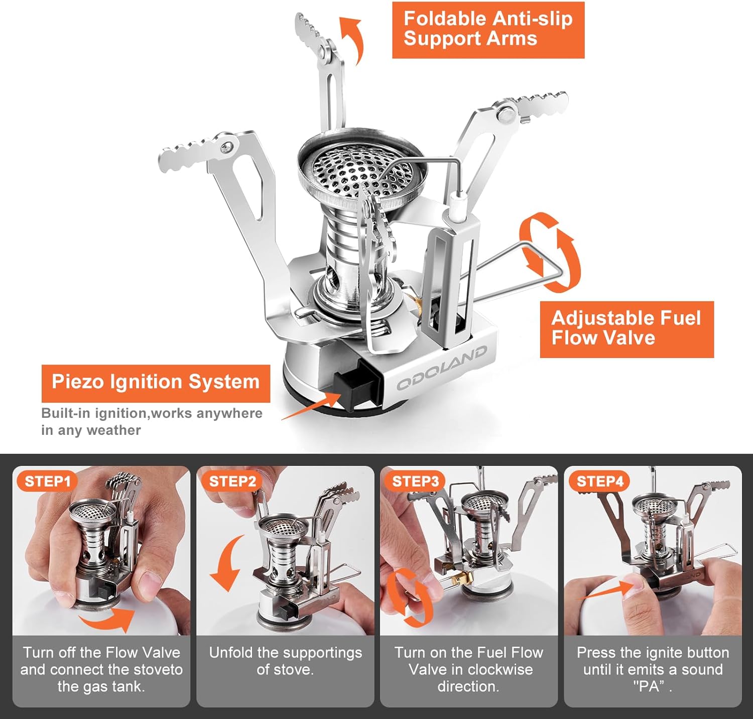 Step-by-step guide for igniting the Odoland camping stufi