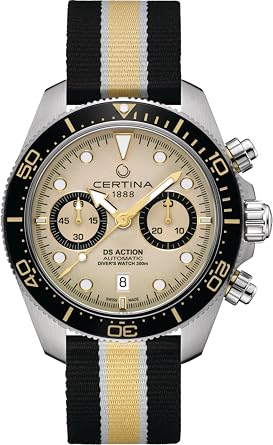 Certina, Mens, DS Action Chrono, 44.6, mm, Tide, Automatic Chrono, Date, Watch, Silver, Tide, C0328271827100