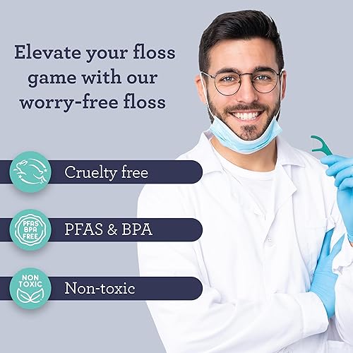 Miniatura 6 de GuruNanda Púas de hilo dental de doble línea (60 unidades)  Hilo dental de doble rosca con púa en ángulo para una eliminación eficaz de la placa