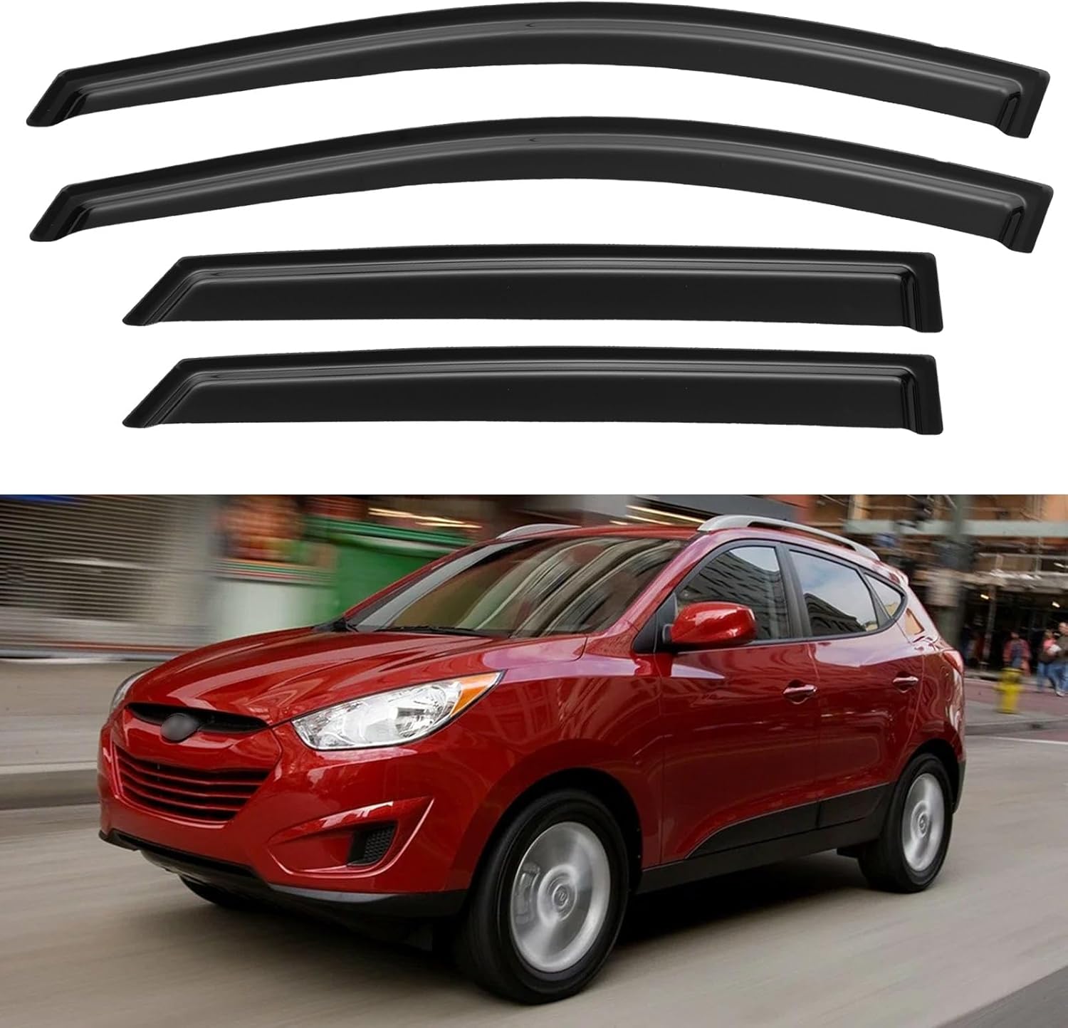 Window Visors Rain Guards for 2010 2011 2012 2013 2014 2015 Hyundai Tucson, Out-Channel Window Vent Wind Deflectors Visors Shades for 10-15 Tucson 2010-2015 Hyundai Tucson
