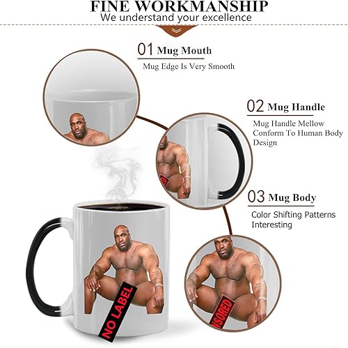 Miniatura 4 de Regalos divertidos para hombres, mujeres y adultos, taza de café de madera Barry UNCENSORED, divertida taza de café color nude, taza de café que