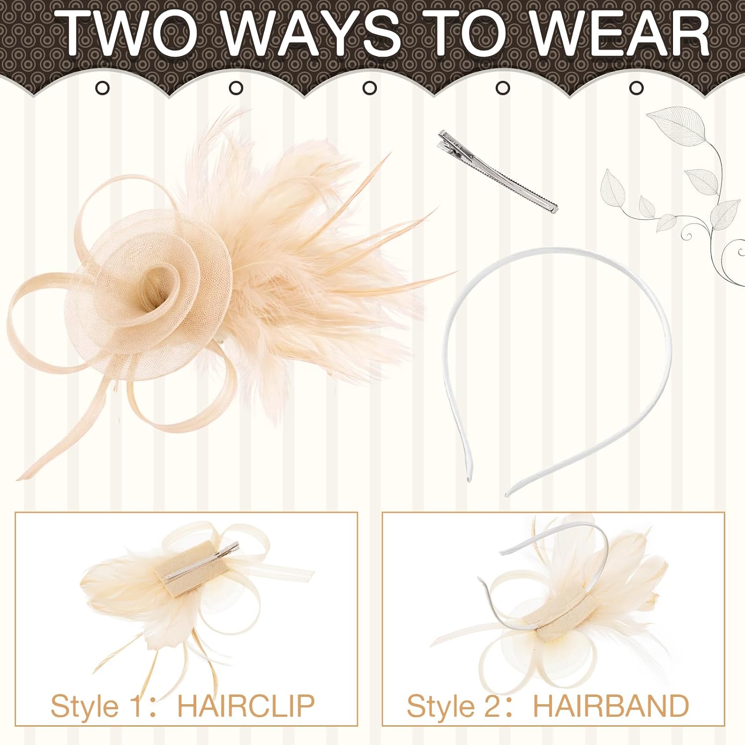 Geyoga Women Fascinators Hats and Lace Gloves, image 3
