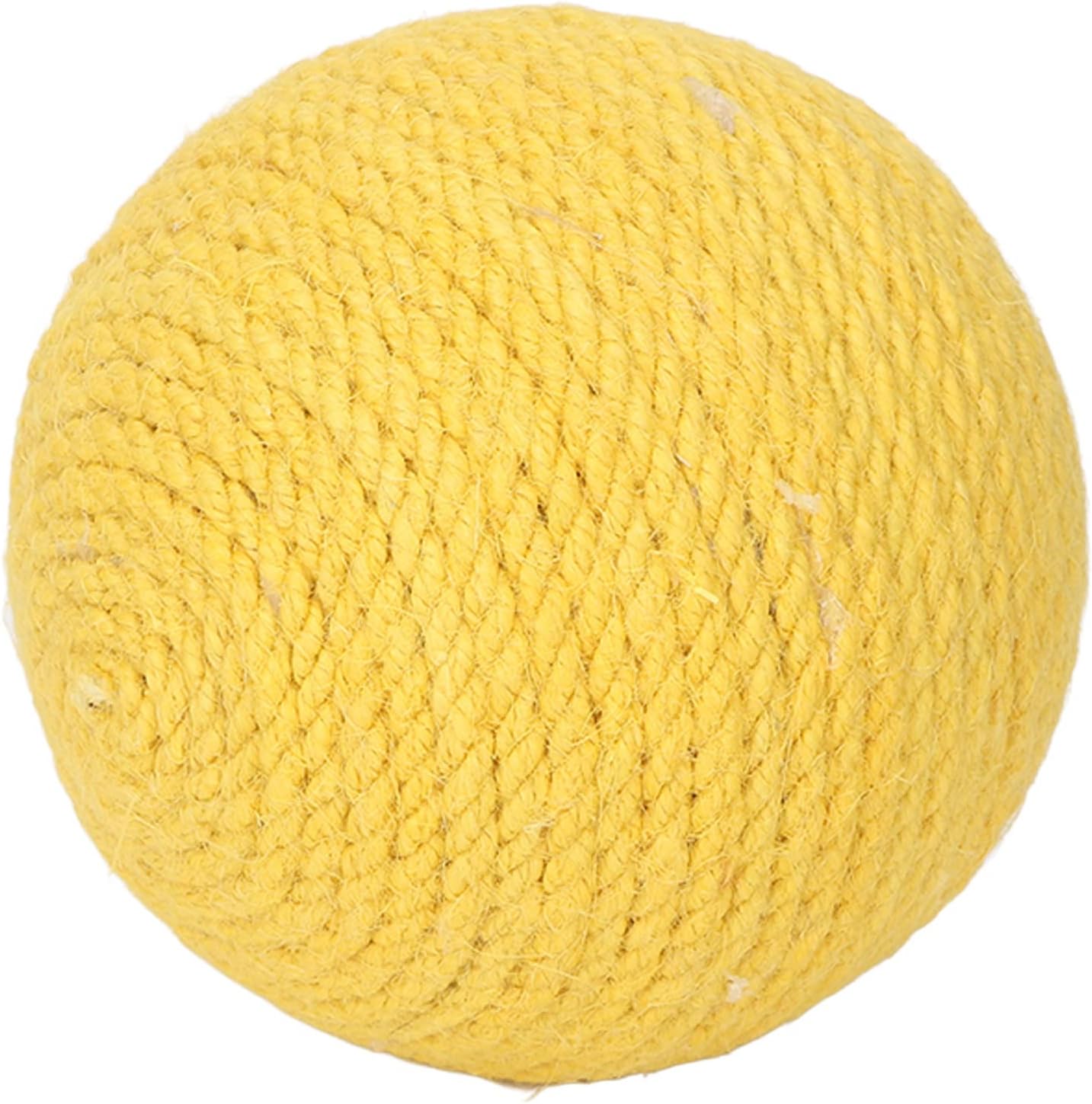 Cat Scratching Ball Toy Cat Sisal Ball Relieve Boredom Teeth Claws Grinding Interactive Sisal Cat Scratching Ball for Cats Kitten (Yellow)