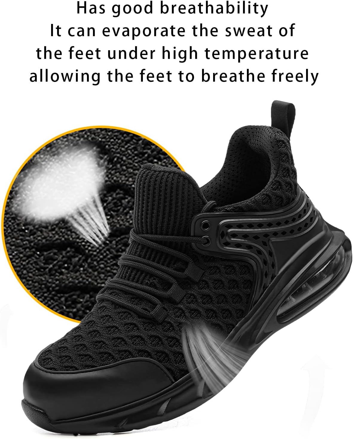 DRKA Steel Toe Shoes for Men,Lightweight Breathable Air Cushion Sneaker,Mens Indestructible Shoes,Slip Resistant Comfortable Safety Work Shoes Industrial Construction Footwear - Image 5