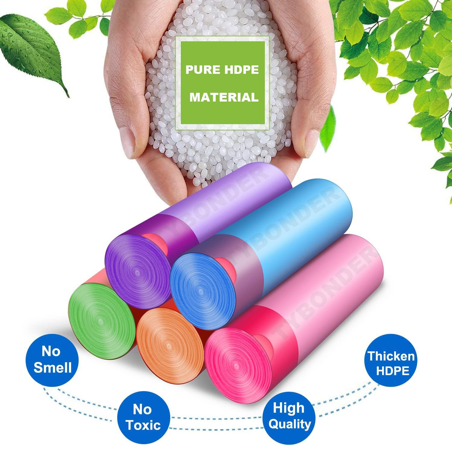 Bolsas de basura biodegradables, de 4 a 6 galones, supergruesas, 100 unidades, pequeñas bolsas de basura compostables, bolsas de basura para cocina, baño, oficina, hogar, arena de gatos
