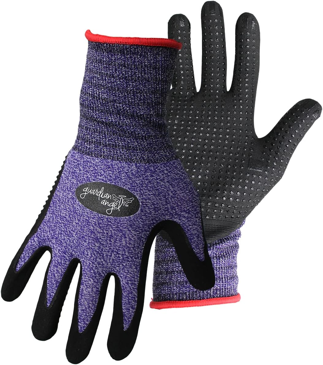 BOSS Unisex Guardian Angel Dotted Nitrile Palm, Superior Grip, Abrasion Resistant, 1-Pack, Small (8444S), Purple/Red/Black