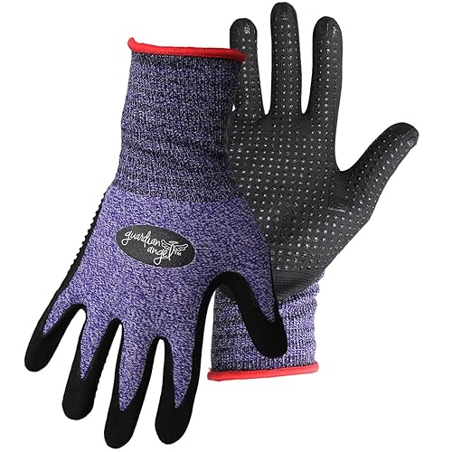 Boss Palma de nitrilo punteada de ángel guardián unisex, agarre superior, resistente a la abrasión, paquete de 1, pequeña (8444S), morado/rojo/negro