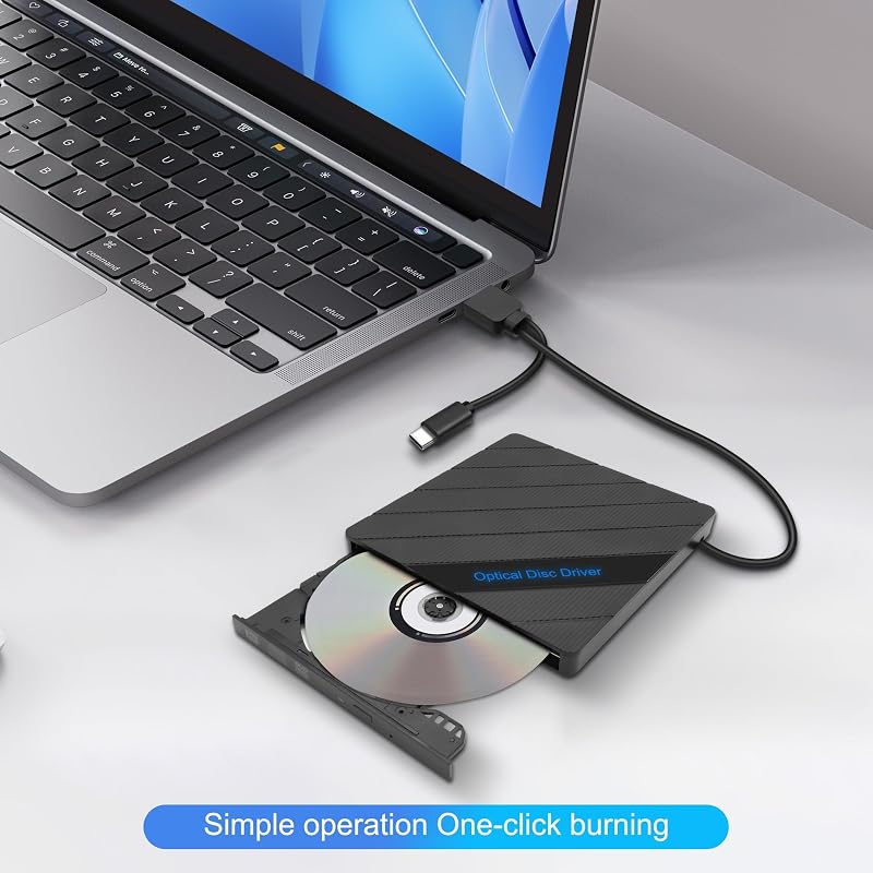 XMSJSIY Külső CD/DVD Meghajtó USB 3.0 Type-C Hordozható Írható Olvasó 8 az 1-ben