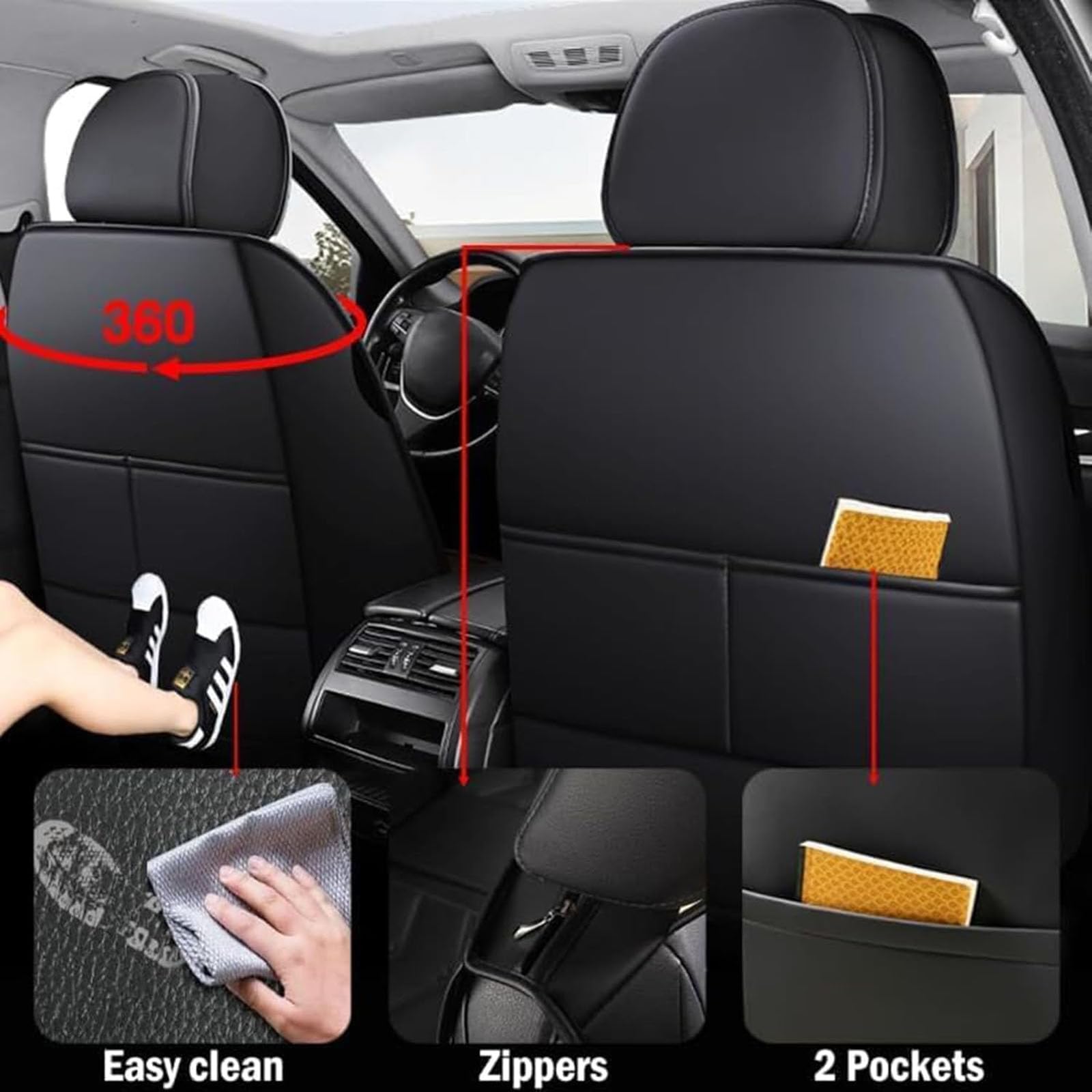 Housse Siege Voiture pour Renault 5 E Tech Electrique 2024-2026, Imperméable Ensemble Complet Cuir Premium, Couvre Siege Auto Avant Arriere