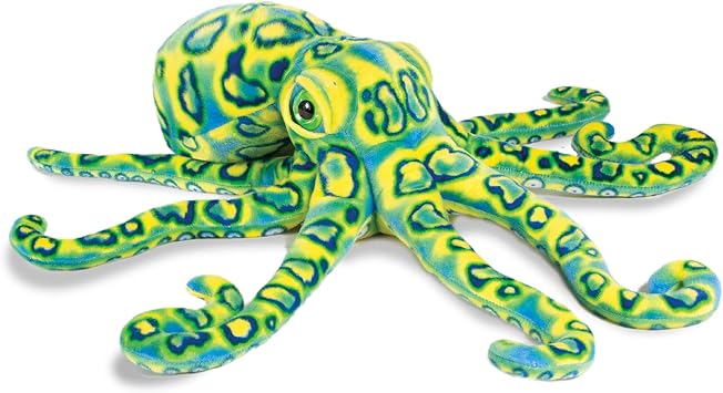 Real Planet Sea Life Plush - Realistic Stuffed Animal Gift for Kids All Ages, Ocean Marine Creature Plushie, Christmas Birthday Gifts Blue Octopus, 13" 15" Long