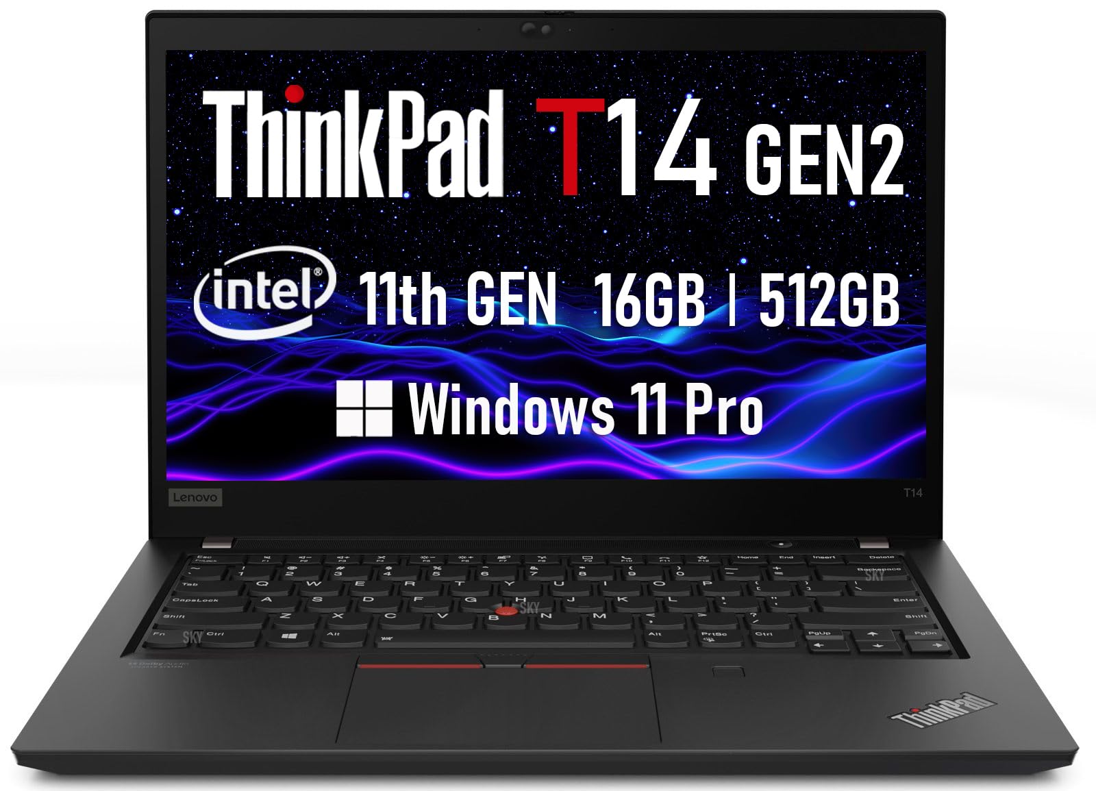 Lenovo ThinkPad T14 Gen 2 Business Laptop, 14" Full HD (1920 x 1080) Notebook PC, 11th Gen Quad-Core i5-1145G7, 16GB DDR4, 512GB SSD, HDMI, Windows 11 Pro (Renewed)