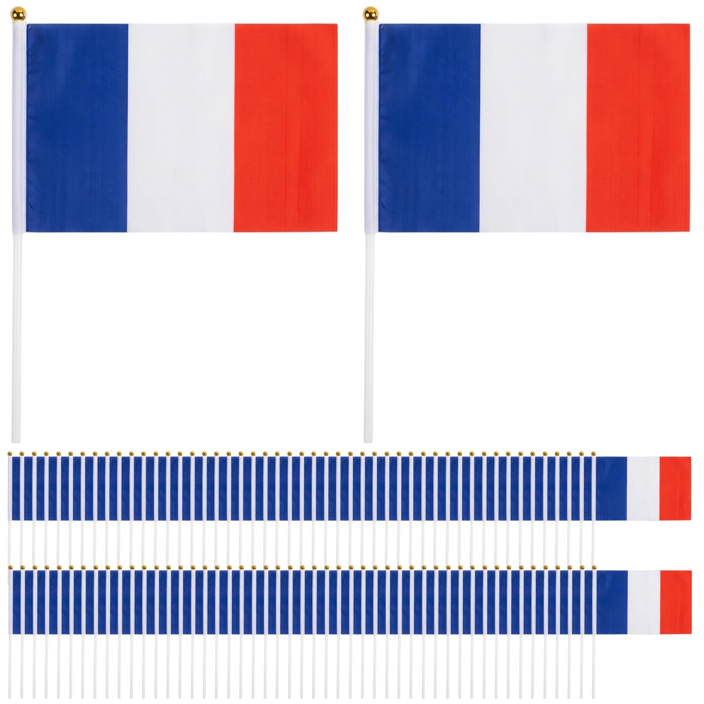 Drapeaux du Monde 2026 en lot de 100 de 14x21 cm avec bâton pour défilé