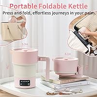 Vista 4 de Travel Electric Kettle-Collapsible Portable Electric Kettle, 600W Foldable Small Water Boiler with 4-Temp Presets, Food Grade Silicone for Hotel