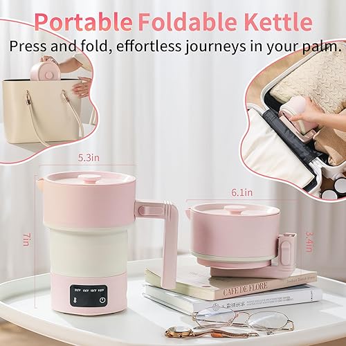 Miniatura 4 de Hervidor eléctrico plegable de 20.3 fl oz, caldera de agua de viaje plegable, hervidor de agua caliente portátil de 600 W con 4 preajustes de