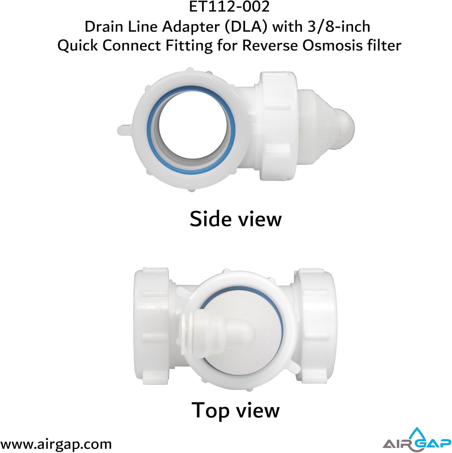 Drain Line Adapter (DLA) with 3/8-inch Quick Connect Fitting for Reverse Osmosis filter (ET112-002, 12-38QC, DLA-12)