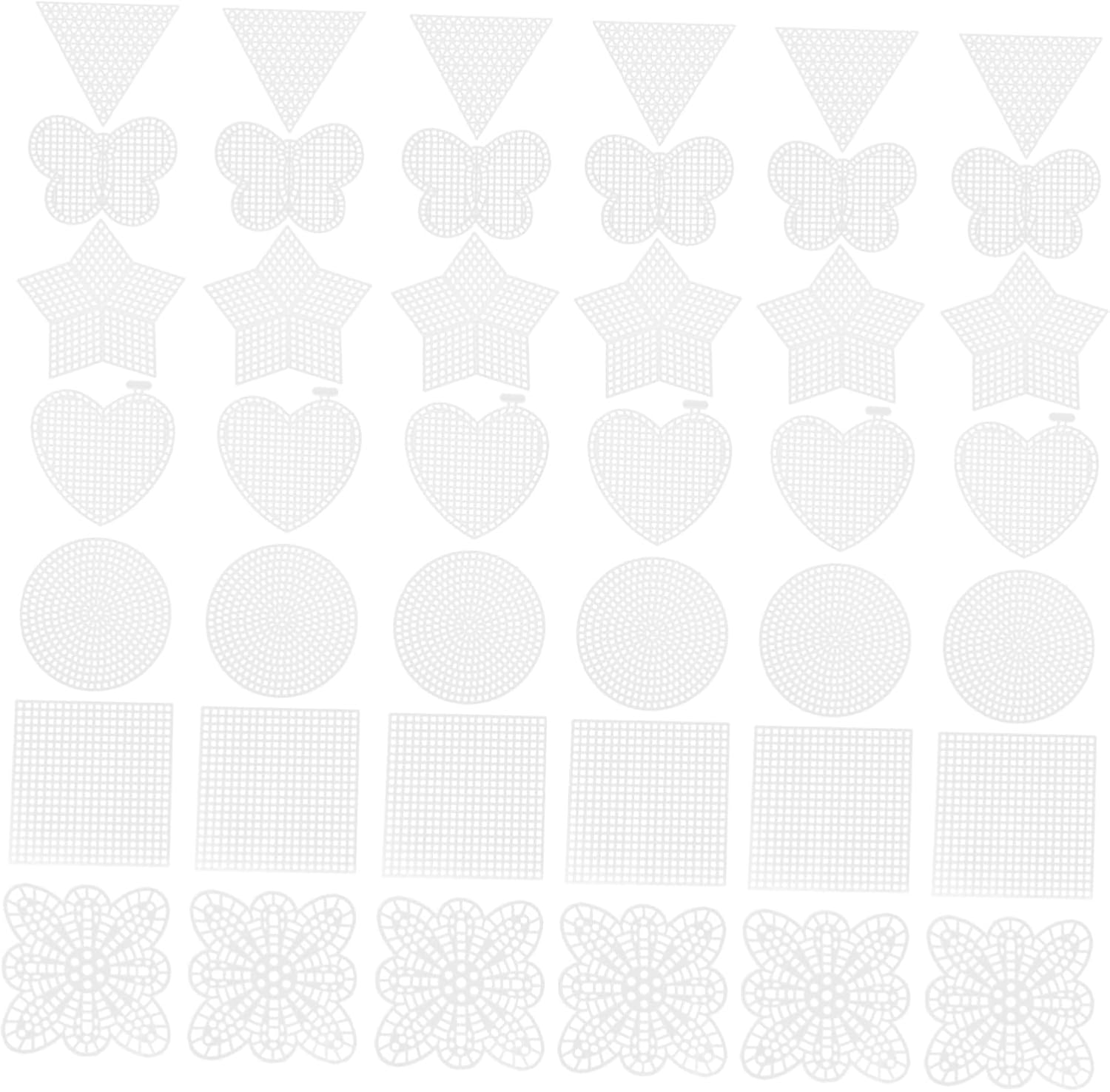 GARIOUANS 70Pcs Plastic Canvas for Cross Stitch Sewing Supplies with Various Shapes Smooth and Sturdy for DIY Crafting Embroidery Projects and Custom Designs