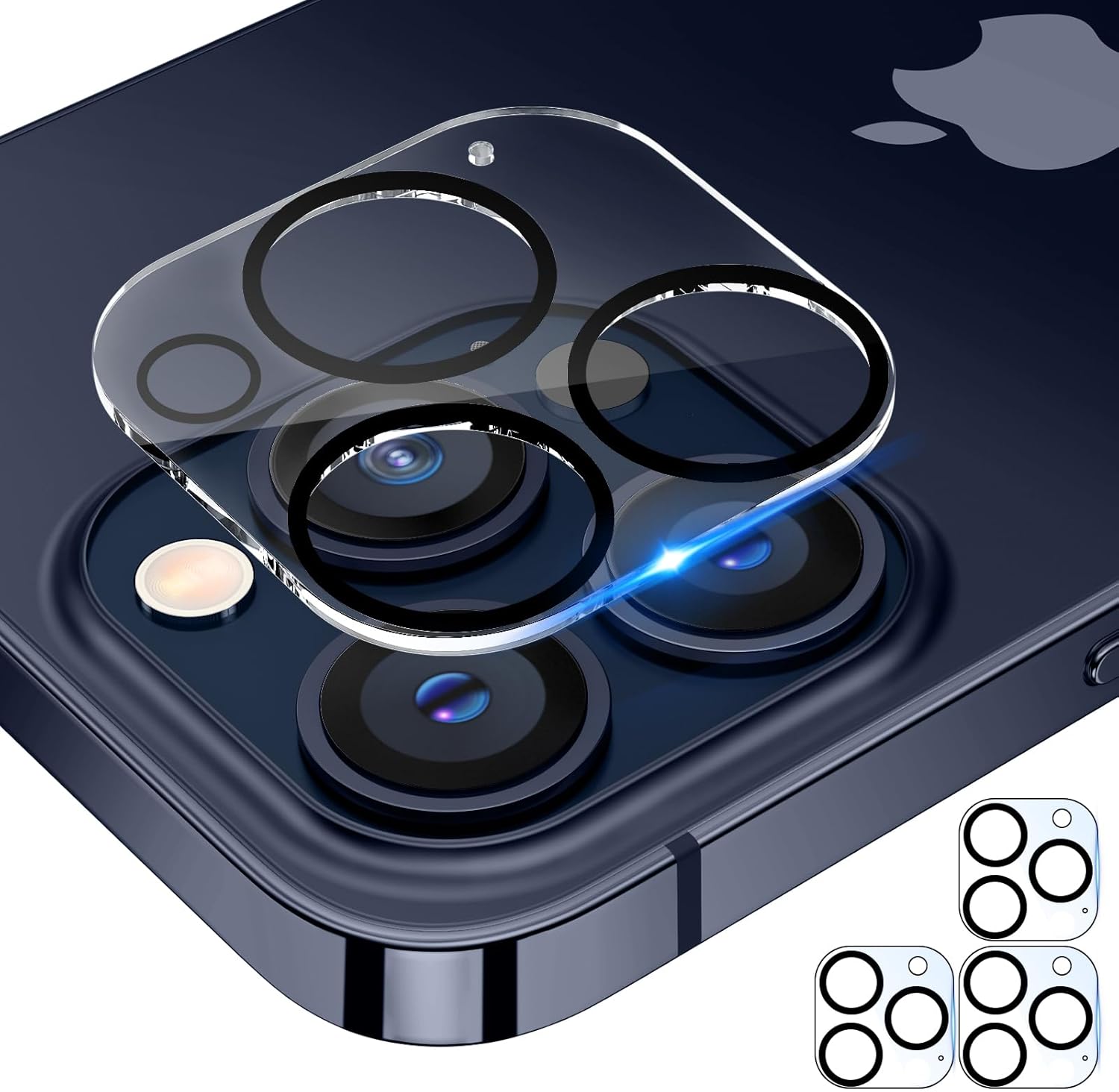 Tensea 3 piezas Protector de pantalla de cámara para iPhone 15 Pro  15 Pro Max, protector de lente de película de vidrio templado, transparente de