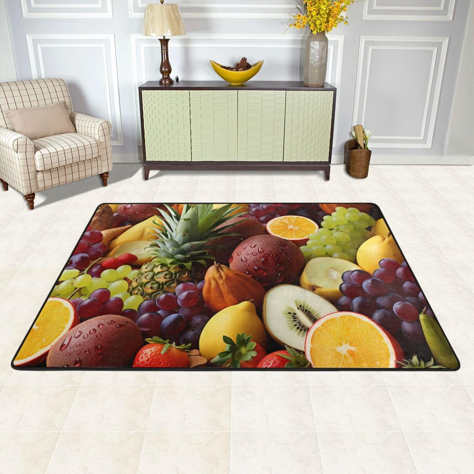 Tapis de sol absorbant 91x61 cm aux fruits exotiques pour la cuisine