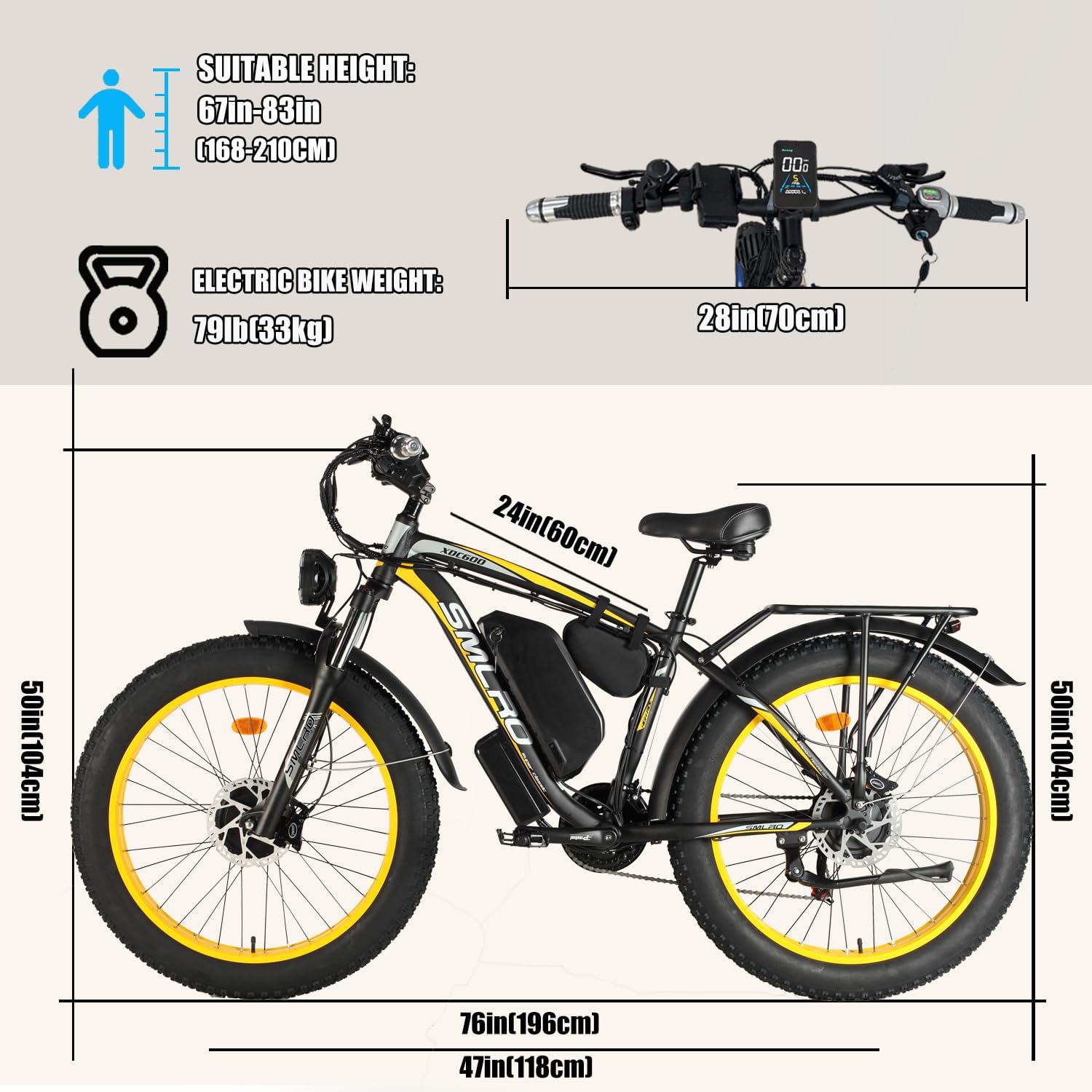 Electric Bike for Adults, 60V 25Ah Fat Tire Ebike Dual Motor AWD 5000W Peak 20MPH Electric Bicycles 21-Speed with Ignition Lock Hydraulic Disc Brake