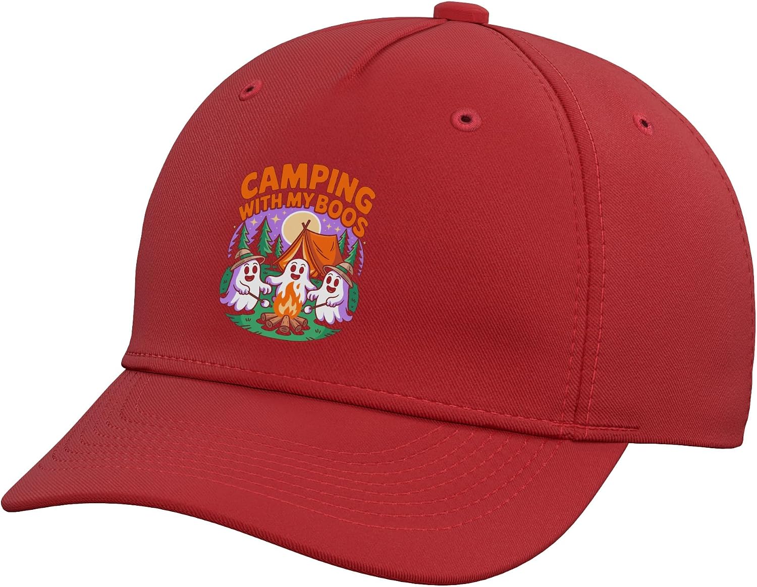 Camping with My Boos Ghost Campfire Halloween Adjustable Baseball Hat