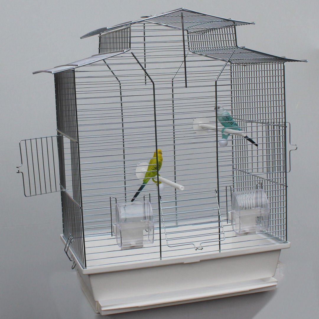Vogelkäfig,Wellensittichkäfig,Exotenkäfig,60 cm Vogelkäfig Vogelbauer Wellensittich Kanarien Voliere Vogelhaus Käfig IZA 2 II weiß