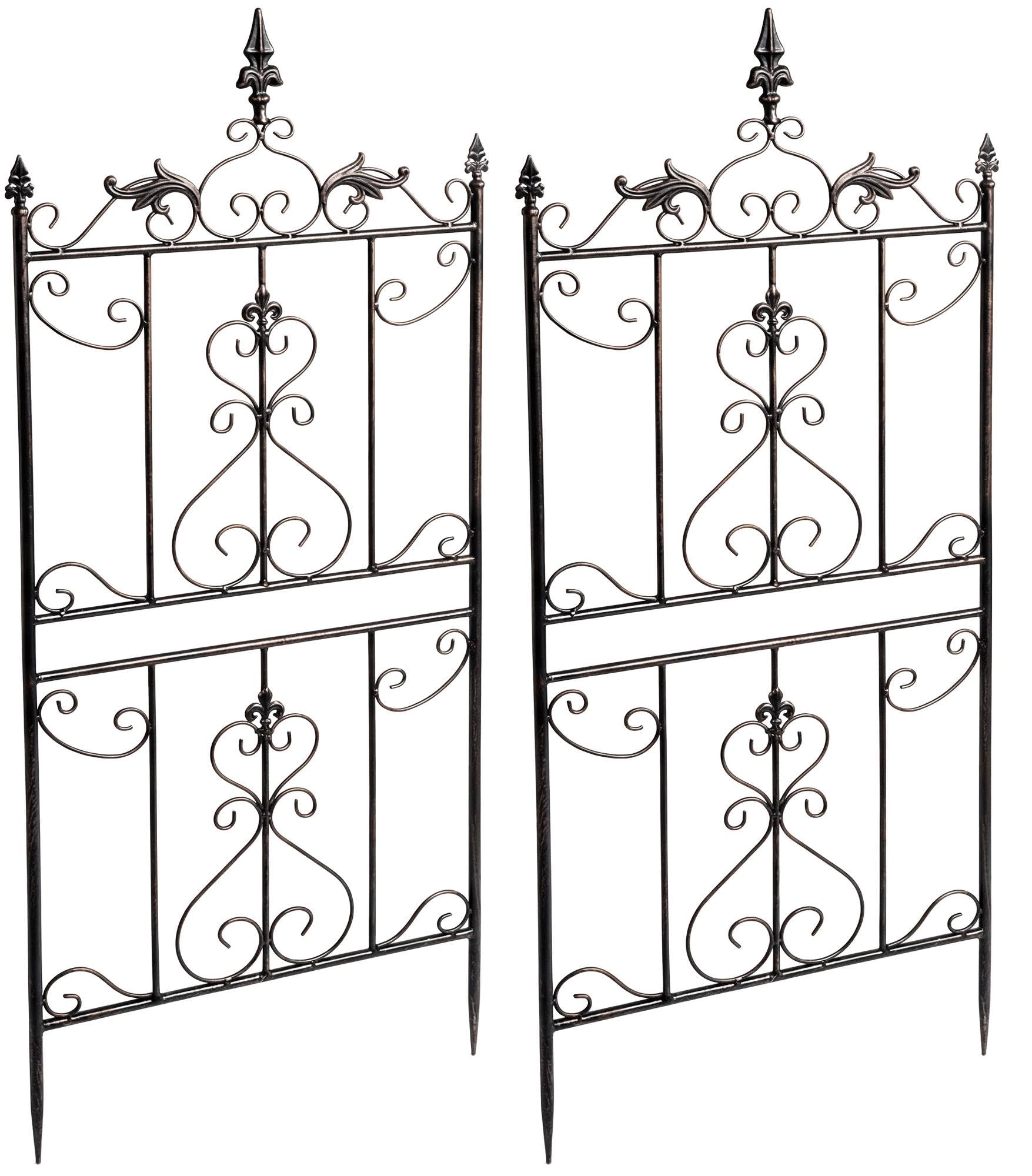 CLP 2er Set Rankgitter Metall Myrte, Rankhilfe für Rosen und Clematis im Landhausstil, Kletterhilfe für Hochbeet, Garten, Balkon oder Terrasse, Farbe:Bronze