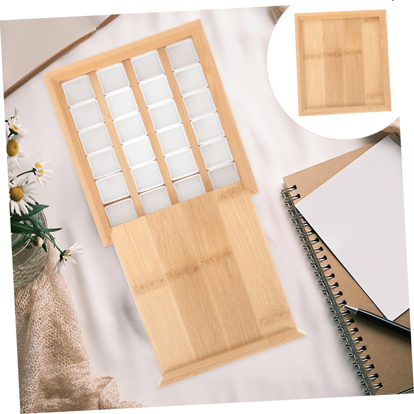 SEWACC 2stücke Watercolor Pigment Holder Mit Fächern Tragbare Malpalette Für Praktische Farb-mischbox Für Wasserfarben Und Gouache Mit Magnetischem Deckel