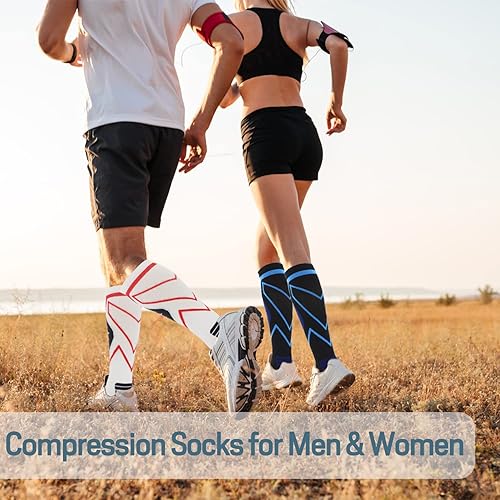 Miniatura 10 de Keskale Calcetines de compresión para hombres y mujeres, 20-30 mmHg hasta la rodilla, el mejor apoyo para médicos, atléticos, deportes, viajes (12