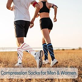 Keskale Compression Socks for Men & Women 20-30 mmHg Knee High (1 Pair) - Best Support for Medical, Athletic, Sports, Travel, Running (White, L/XL)