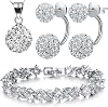 Kim Johanson Queen women's jewellery set in silver necklace with a pendant and earrings made of 925 sterling silver rhodium plated bracelet with white crystals includes a jewellery pouch